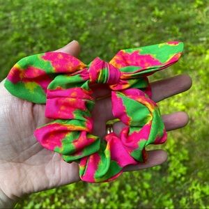 Tropic Tie Dye Hand Tied Knotted Bow Scrunchie